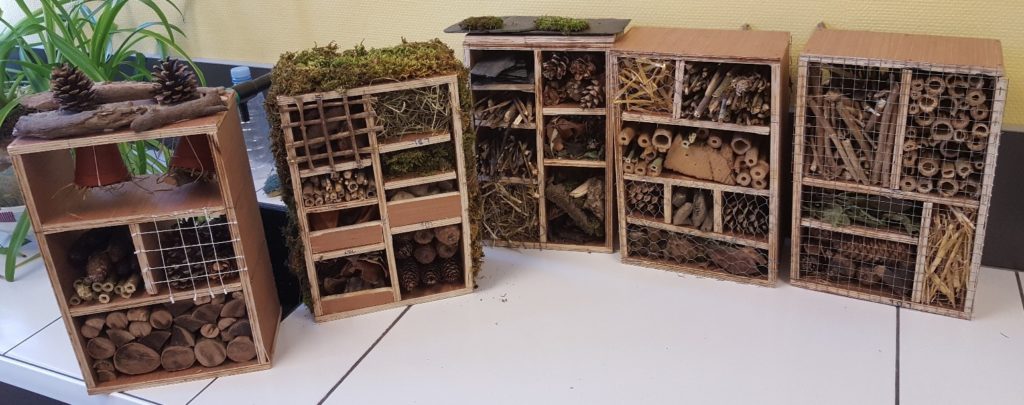 Illustration 8: Insect hotels made by schoolchildren. (Source: Yohann Guillaume)