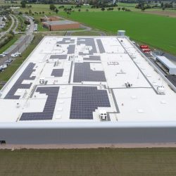 Roof of THX One with solar panels